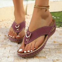 Plus Wedge Heel Clip Toe Sandals Style Beach Slippers