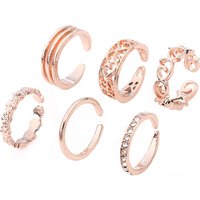 New Exaggerated Jewelry 6-Piece Set: With Inlaid Diamonds, Hollow Heart Ring, And Foot Ring