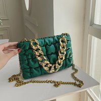 Women's plaid thick chain small square handbag 2024 new ins texture one shoulder trendy messenger bag