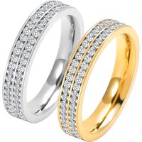 Women’s Jewelry Narrow Version Double Row Circle Diamond K Gold Ring Light Luxury Titanium Steel Couple Jewelry