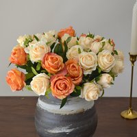 13-head burnt-edge rose bouquet, artificial flower, wedding photography, floral home window display, imitation dried flower