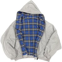 Autumn Winter Fashion Hooded Zipper Plaid Splicing Two Sides Wearing Sweater