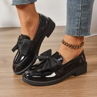 Bow Tie Slip On Loafers plus Leather Shoes Low Heel Spring Arrival Comfortable Flat Footwear