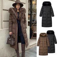 European And American Women's Slim Fit Hooded Cotton Coat Winter Fashion with Fur Collar by ZA Cross Border