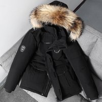 Men’s Winter Jacket With Fur Hood – 550FP Duck Down, Workwear Style, Short-Length For Urban & Outdoor (Red/Black)