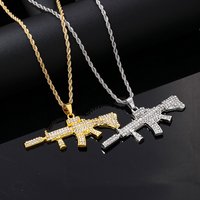 hip hop jewelry alloy full diamond M4 rifle domineering luxury men's gun pendant