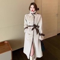 Clothing Mink fur mid length coat outerwear mink fur autumn winter belt style temperament