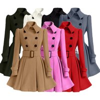double breasted thick medium long woolen coat wool coat