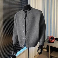 2025 Baseball Collar Cardigan Solid Loose Casual Lazy Style Trendy Jacket Outerwear Sweater