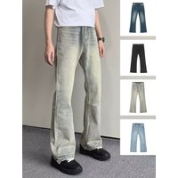 Clothing Retro Street Washed Versatile Flared Jeans Casual Old Zipper Casual Trousers Vibe Pants