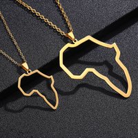 Stainless Steel Africa Map Hip Hop Couple Pendant Necklace European and American Fashion Titanium Steel Africa Map Pendant Necklace