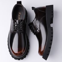 Leather Spring Autumn British Thick Sole Casual Derby Shoes Formal Wedding Work Low top Martin Boots