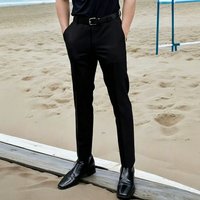 Slim Fit Business Dress Pants Solid Elastic Straight Leg Casual Commuter Trousers