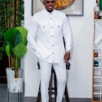 Clothing Wedding Dress Suit Two Piece Pants Polo Shirt Solid Long Sleeve Party Festival