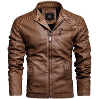 Clothing Fashion Leather Jacket Autumn Winter Fleece Lined Washed