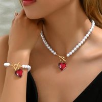 Jewelry Sets Necklace Earring Set Ring Bracelet Set Pearl Heart OT Chain Necklace Bracelet High End Elegant Everyday Versatile Set