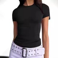 Summer Slim Fit T Shirt European American Style Pullover High Grade Milk Silk round Neck Hot Outer Wear Fashion Top