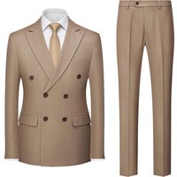 Clothing Striped Suit Two Piece Double Slit Suit Set