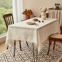 100% Linen Tablecloth – Extra Wide 140cm Rectangle Stripe Table Cover Dining Room Washable Fabric Home Decor