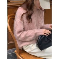 100% Wool Autumn Winter Knit Petite Figures Lazy Style Thickened Cashmere Sweater