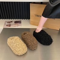 Large Thick Bottom Curly Fur Slippers Autumn Winter Wear Style 2025 Korean Style Muffin topped Half slipper