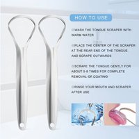 2pcs Stainless Steel Tongue Scraper, Tongue Cleaner, Tongue Care Scraper