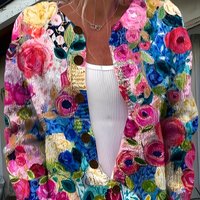 Soft 3D Floral Print Cardigan – Lightweight Knit Open Front Sweater For Women (Multi-Color)
