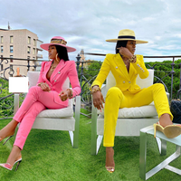 Clothing spring autumn casual blazer straight pants two piece suit