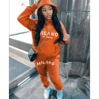 Fleece Hoodie Two piece Hoodie Casual Printed Sports Set