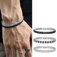Titanium Zircon Men Stainless Steel Men's Tennis Bracelet Women's Jewelry
