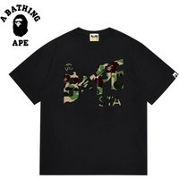 A BATHING APE BAPE-Camouflage Star Logo Letter Print Short-sleeved T-shirt Pure Cotton Fabric