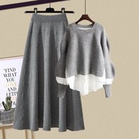 Women's Clothing New Style Fashion Wear Western Style Loose Lazy Style Sweater Slim Skirt Two Piece Suit