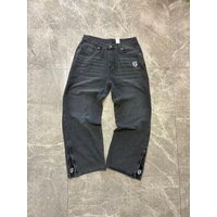 Clothing Straight & Bootcut Jeans Vintage Washed Denim Pants Retro Embroidery