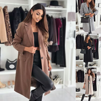 Clothing Autumn Winter Simple Long Sleeve Solid Single Breasted Woolen Coat Wear