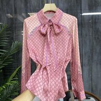 Women's The elegant temperament of the upper body is so beautiful! Women's imitation silk ribbon shirt