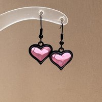 Sweetheart Guava Fashion Pink Heart Pendant Black Ear Hooks Suitable For Round Face Earrings Jewelry