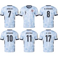 ADULT PORTUGAL RONALDO/BERNARDO/JOAO FELIX/R. LEAO/B. FERNANDES AWAY JERSEY SHIRT W/ EURO 2024 PATCHES 24/25