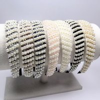 Fashion Pearl Crystal Headband, Influencer Single-Row Crystal & Pearl Hair Hoop, Minimalist Elegant Hair Accessory For Frizz Control