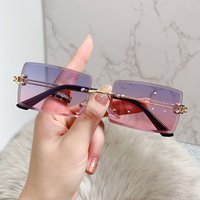Frameless cut edge small box trendy gradually changing ins sunglasses personalized glasses
