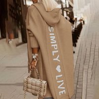 sweater long cardigan lapel hooded long letter wool loose knitted coat