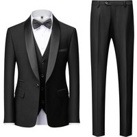 Men's Wedding & Business Suit Set 3-Piece Slim Fit Shawl Lapel Polyester Blend Blazer Vest Pants (13 Colors, US XXS-XXXL/Asian M-6XL)