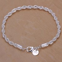 Noble Luxury Design NEW Silver Plated Women’s Twisted Rope Solid Bangle Bracelet Chain Wristband Fashion Jewelry