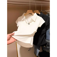 Clothing Heavy Industry Hot Diamond Pure Cotton Short sleeved T shirt Summer Loose Design Niche Age reducing Half sleeved Top