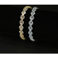 Jewelry Elegant Marquise Cut Zircon Bracelet Geometric Design Gold & White Gold Plated Copper Adjustable Length Wear