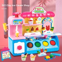 DIY Clay Burger Ice Shop Toy Set Multi Functional Kitchen Pretend Play Food