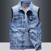 Clothing Denim Vest Slim Fit Ripped Vest Clothing Trendy Sleeveless Waistcoat Vest Large Vest