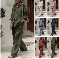 Clothing Autumn Long Sleeved Shirts Loose Pants Two Piece Suit