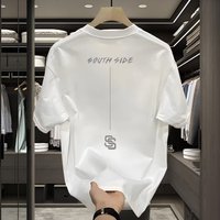 Men's Clothing New High-end Men's Short-sleeved T-shirt Summer Pure Cotton Fashion Printed T-shirt Breathable Round Neck Top Half Sleeve