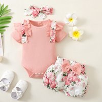 INS popular children's clothing AliExpress best-selling pit cotton and printed shorts with belt fashion style