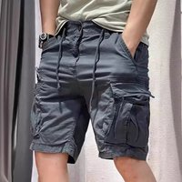 American Retro Multi Pocket Cargo Shorts Summer Thin Textured Cotton Outerwear Five Point Pants
